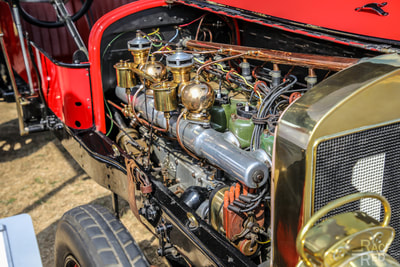 171 bhp 9657cc 6 cyclinder engine fitted to a 1908 100HP Austin Grand Prix Car BE3 Silverstone Classic 2018