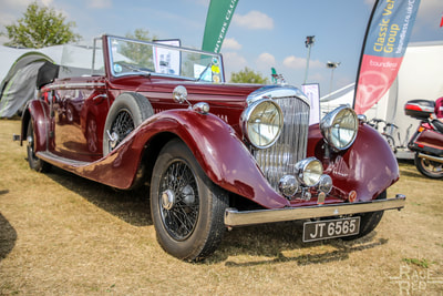 Bentley 1937 4.25 litre Bentley Mk 6 Special.  This car is built around a 1951 Mk6 chassis and fitted with a modern Bentley Mulsane 6750cc V8. Uprated suspension and concealed disc brakes make it something else. Bentley Owners Club Stand Silverstone Classic 2018